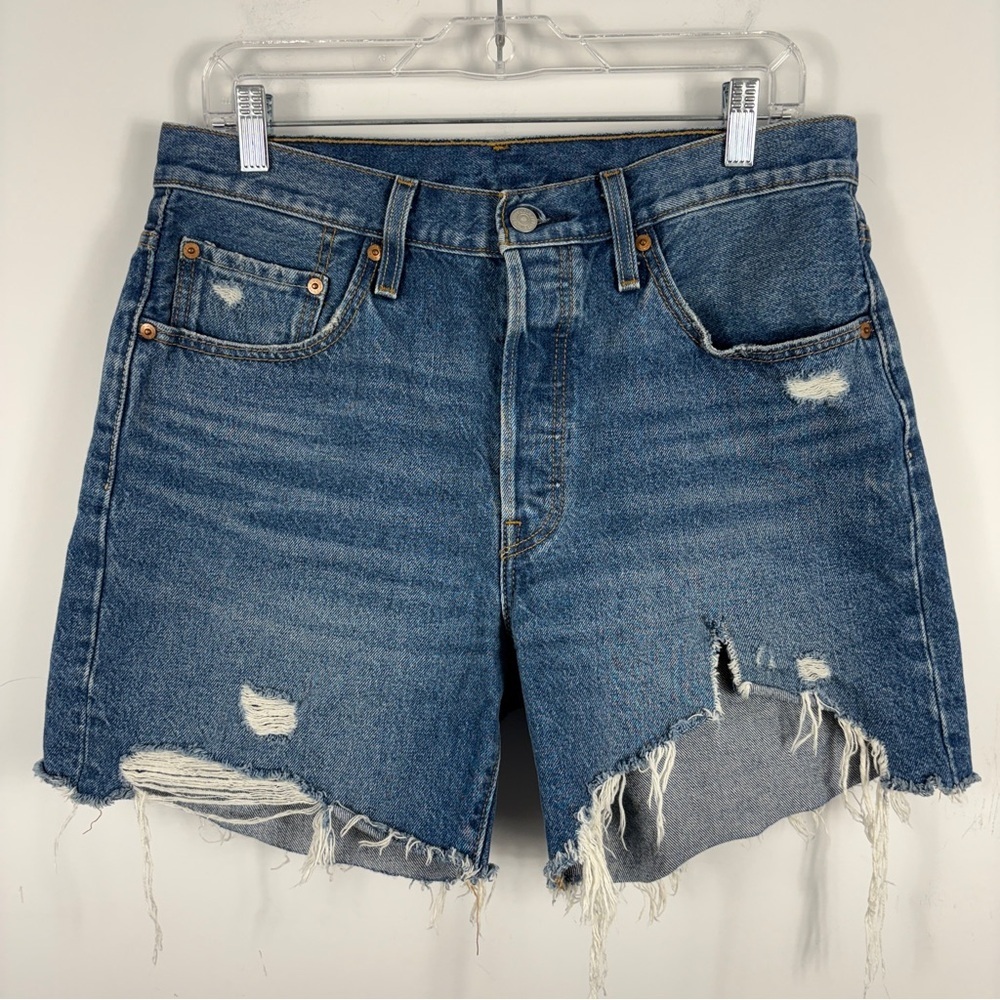 Levi's 501 High Rise Cut Off Denim Shorts Women’s Size 31 Distressed Frayed 31